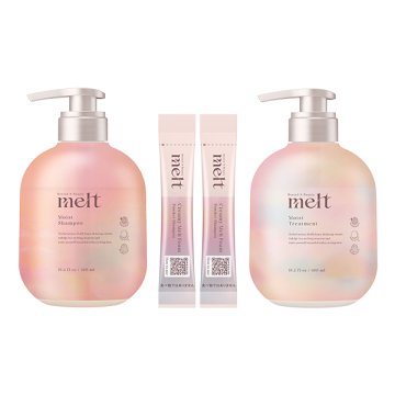 Moist pump pair + with creamy melt foam / 480ml, 480ml, 1g x 2 packets / Geranium & lily of the valley scent - Image 1